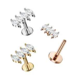 316L Surgical Steel Multi CZ Jeweled Marquise Internally Threaded Tragus Piercing