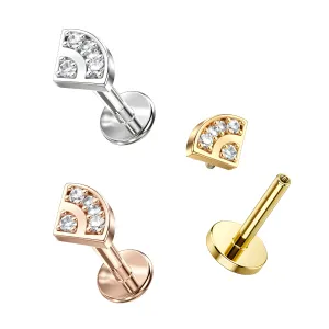 316L Surgical Steel Multi CZ Jeweled V Shaped Internally Threaded Tragus Piercing