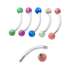 316L Surgical Steel Opal Stone Curved Bars