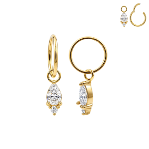 316L Surgical Steel Pear Drop CZ Hinged Clicker | 20G, 18G & 16G