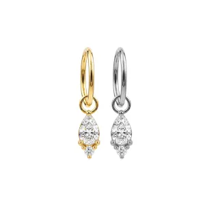 316L Surgical Steel Pear Drop CZ Hinged Clicker | 20G, 18G & 16G