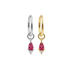 316L Surgical Steel Pink Pear Drop CZ Charm Hinged Clicker | 20G, 18G & 16G