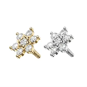 Wholesale 316L Surgical Steel  Body Jewelry - Star Cluster CZ Internally Threaded Top Design - Gold color