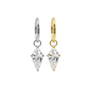Gold and steel color variations of 316L surgical steel kite CZ hinged clickers shown from the front.