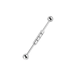 316L Surgical Steel Striped Center Ear Industrial Piercing