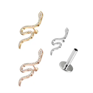 316L Surgical Steel Swirling Snake Helix Tragus Cartilage Flat Back Piercing