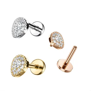 316L Surgical Steel Tear Drop Design Internally Threaded Top with Flat Back Labret