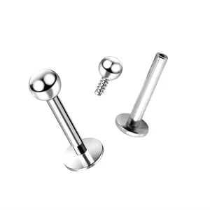 316L Surgical Steel Top Ball Internally Threaded with Flat Back Labret 