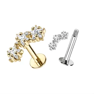 316L Surgical Steel Triple Star CZ Stone With Internally Threaded