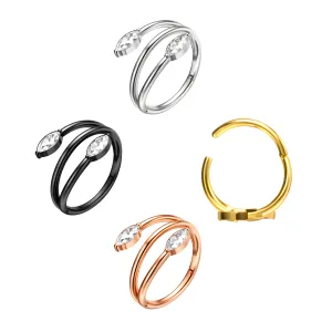 316L Surgical Steel Twin Marquise Hinged Segment Clicker Ring