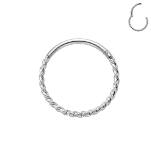 316L Surgical Steel Twisted Rope Hinged Segment Clicker Ring | 18G