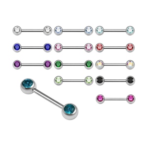 316L Surgical Steel Nipple Bar with CZ jeweled stone Ball