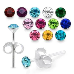 3MM Round Stone Birthstone Earring