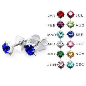 3MM Star Set  Birthstone Earring