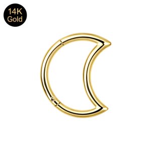 14K Gold Crescent Moon Segment Clicker