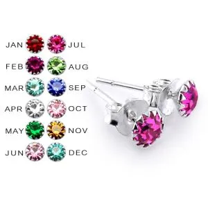4MM Flower Set  Birthstone Earring