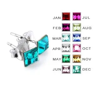 4MM Square Stone Birthstone Earring