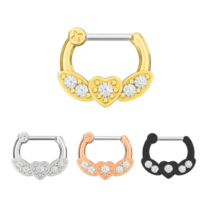 Micro Paved CZ Flying Heart Septum Clicker Piercing