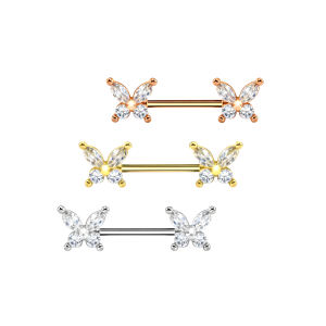 Butterfly Jeweled Nipple Piercing Jewelry