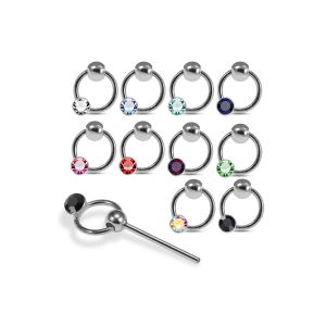 925 Silver Jeweled Captive Bead Dangle Straight End Nose Stud Box (20pcs / 40pcs)
