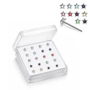 925 Silver Jeweled Celestial Straight End Nose Stud Box (20pcs / 40pcs)