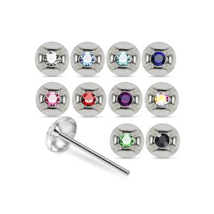 925 Silver Jeweled Concave Straight End Nose Stud Box (20pcs / 40pcs)