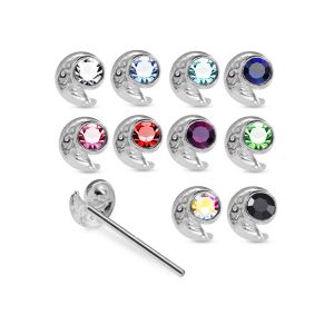 925 Silver Jeweled Sunburst Straight End Nose Stud Box (20pcs / 40pcs)