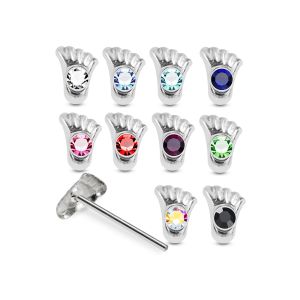 925 Silver Jeweled Footprint Straight End Nose Stud Box (20pcs / 40pcs)