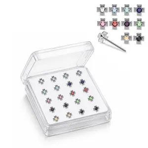 925 Silver Jeweled Irish Cross Straight End Nose Stud Box (20pcs / 40pcs)
