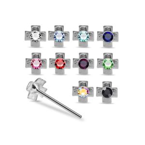 925 Silver Jeweled Irish Cross Straight End Nose Stud Box (20pcs / 40pcs)