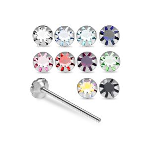 925 Silver Jeweled Round Prong Straight End Nose Stud Box (20pcs / 40pcs)