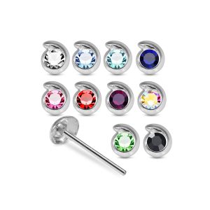 925 Silver Jeweled Teardrop Straight End Nose Stud Box (20pcs / 40pcs)