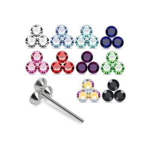 925 Silver Jeweled Trinity Cluster Straight End Nose Stud Box (20pcs / 40pcs)