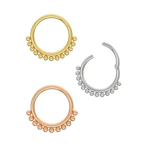 925 Sterling Silver Bead Balls Hinged Segment Clicker Ring