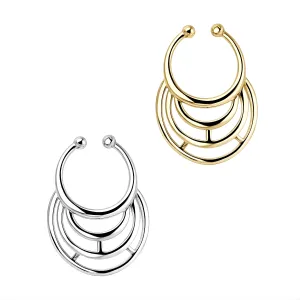 925 Sterling Silver Half Maze Horseshoe Fake Septum Piercing
