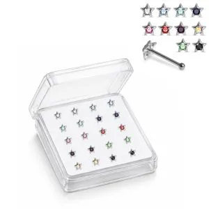 925 Sterling Silver Jeweled Celestial Ball End Nose Stud Box (20pcs / 40pcs)