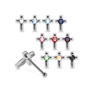 925 Sterling Silver Jeweled Classic Cross Ball End Nose Stud Box (20pcs/40pcs)