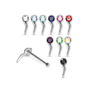 925 Sterling Silver Jeweled Curvy Drop Ball End Nose Stud Box (20pcs/40pcs)