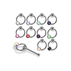 925 Silver Jeweled dangling round Nose stud
