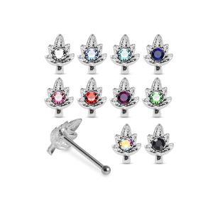 925 Sterling Silver Jeweled Leaf Ball End Nose Stud Box (20pcs/40pcs)