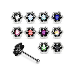 925 Sterling Silver Jeweled Petal Bloom Ball End Nose Stud Box (20pcs/40pcs)