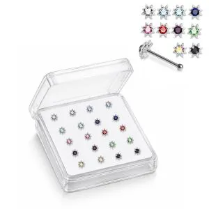 925 Silver Blue Gem Stone Studded Nose Stud 