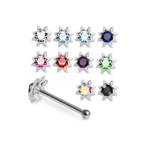 925 Silver Blue Gem Stone Studded Nose Stud 