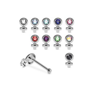925 Sterling Silver Jeweled Round Bezel Ball End Nose Stud Box (20pcs / 40pcs)