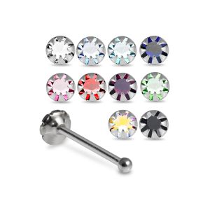 925 Sterling Silver Jeweled Round Prong Ball End Nose Stud Box (20pcs / 40pcs)