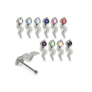 925 Sterling Silver Jeweled Snake Drop Ball End Nose Stud Box (20pcs/40pcs)