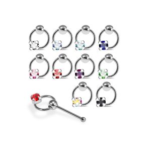 925 Sterling Silver Jeweled Square Prong Ball End Nose Stud Box (20pcs/40pcs)