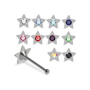 Assortment of rhinestone colors for 925 sterling silver star nose bone studs including clear, aqua, sapphire blue, pink, red, green, AB, and black.