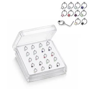 925 Sterling Silver Jeweled Stellar Dangle L-Bend Nose Stud Box (20 Pieces)