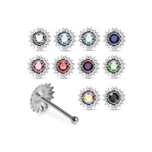 925 Sterling Silver Jeweled Sunburst Ball End Nose Stud Box (20pcs/40pcs)
